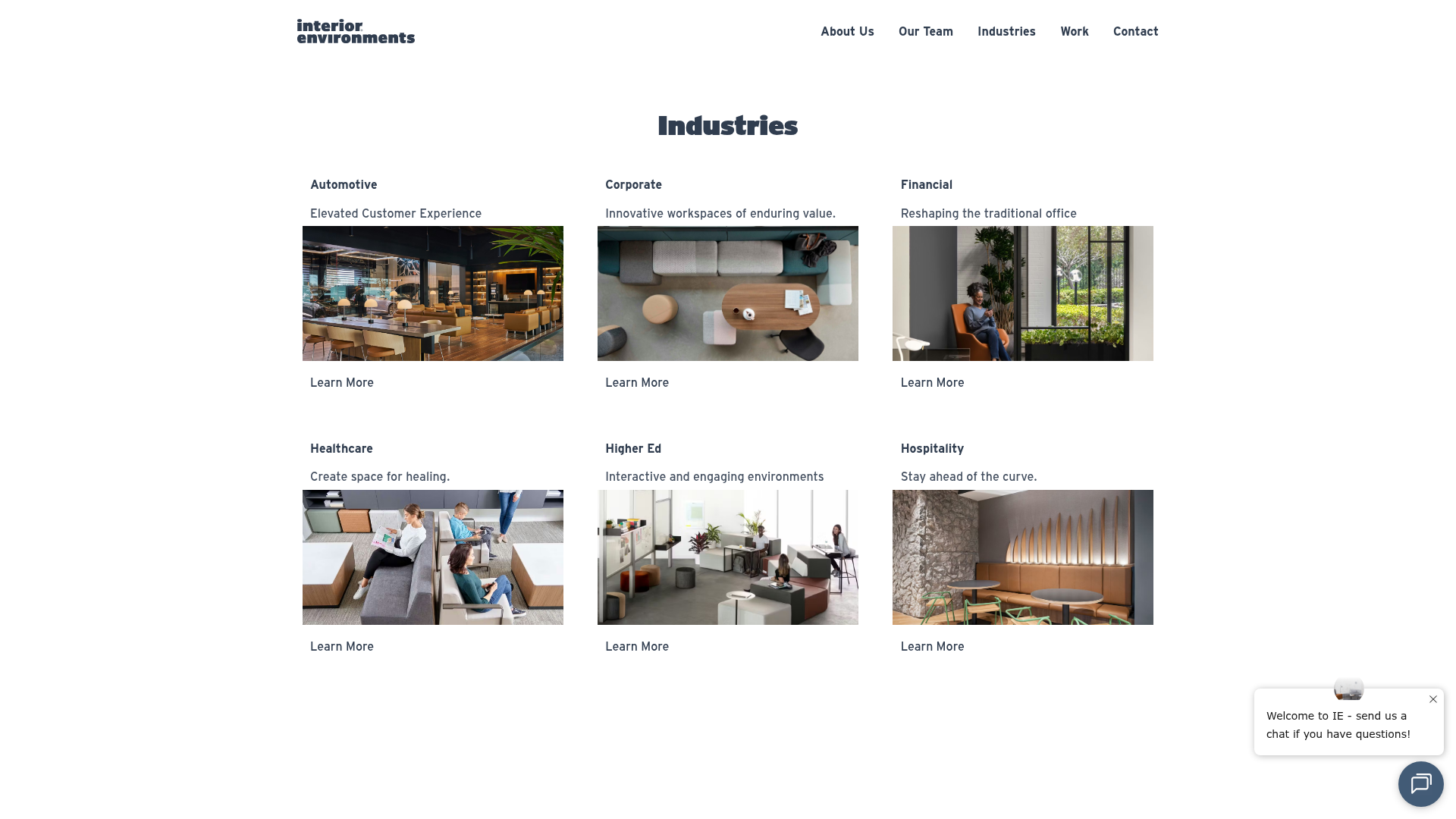 Screenshot of https://ieoffices.com/industry/