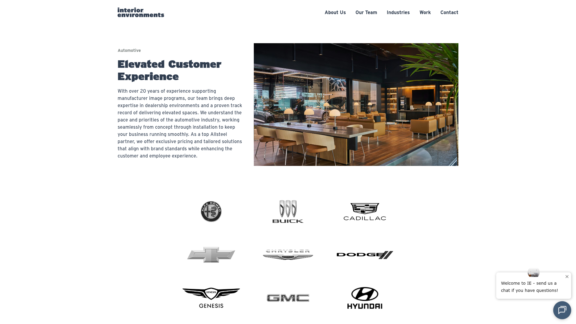 Screenshot of https://ieoffices.com/industry/automotive/