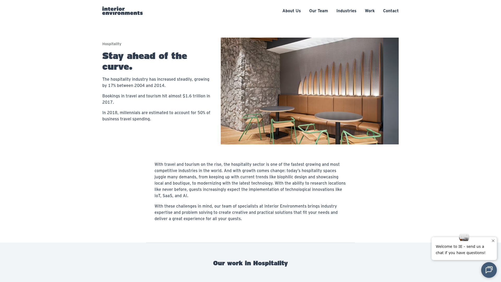 Screenshot of https://ieoffices.com/industry/hospitality/