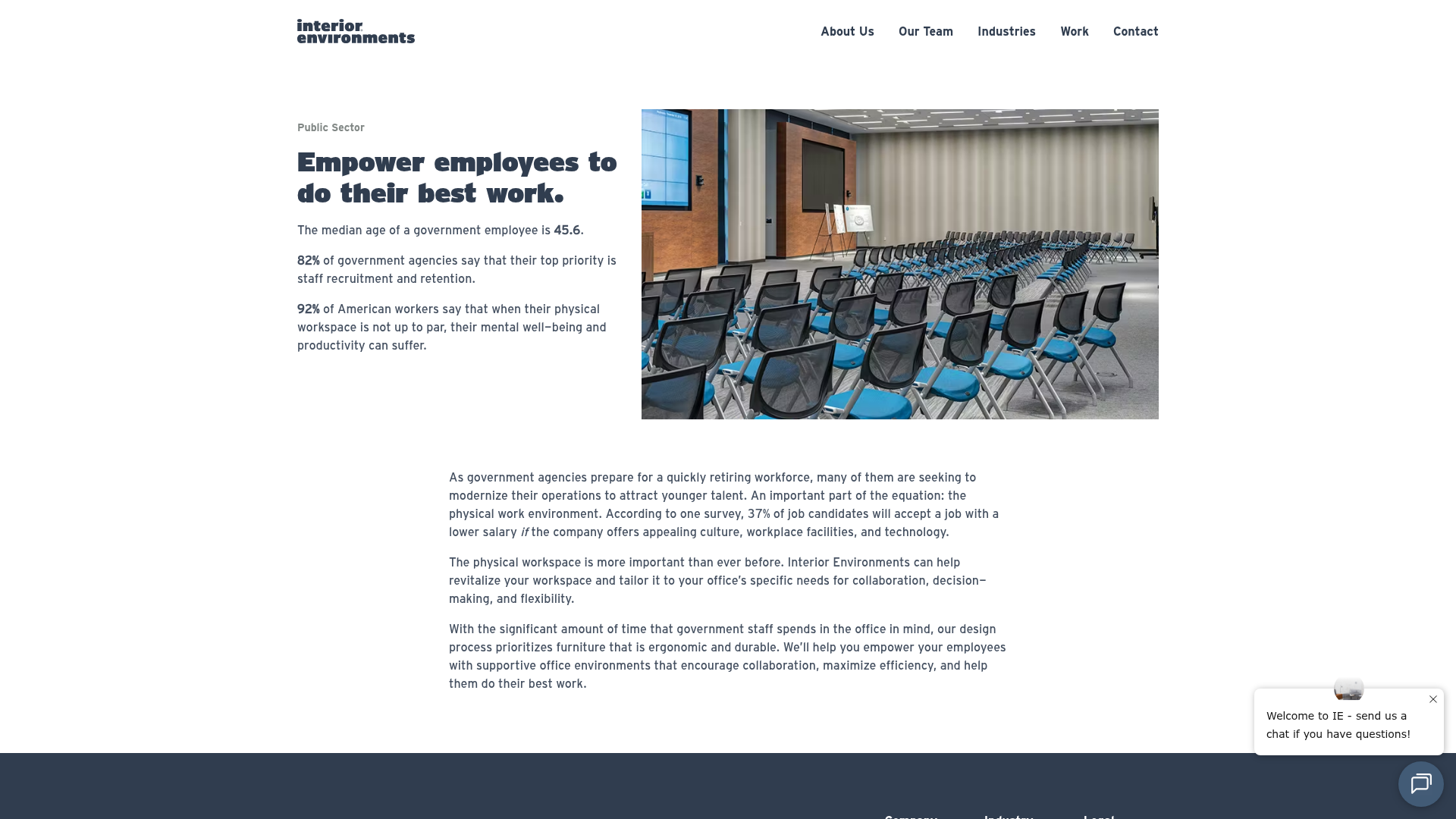 Screenshot of https://ieoffices.com/industry/public-sector/