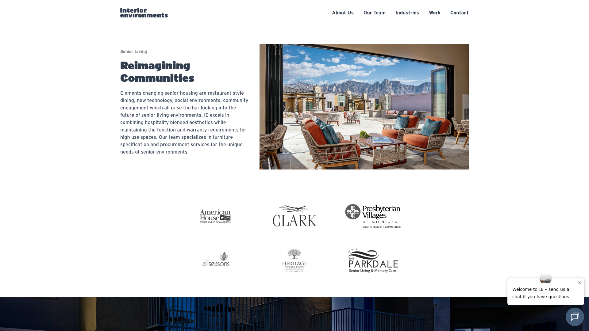 Screenshot of https://ieoffices.com/industry/senior-living/