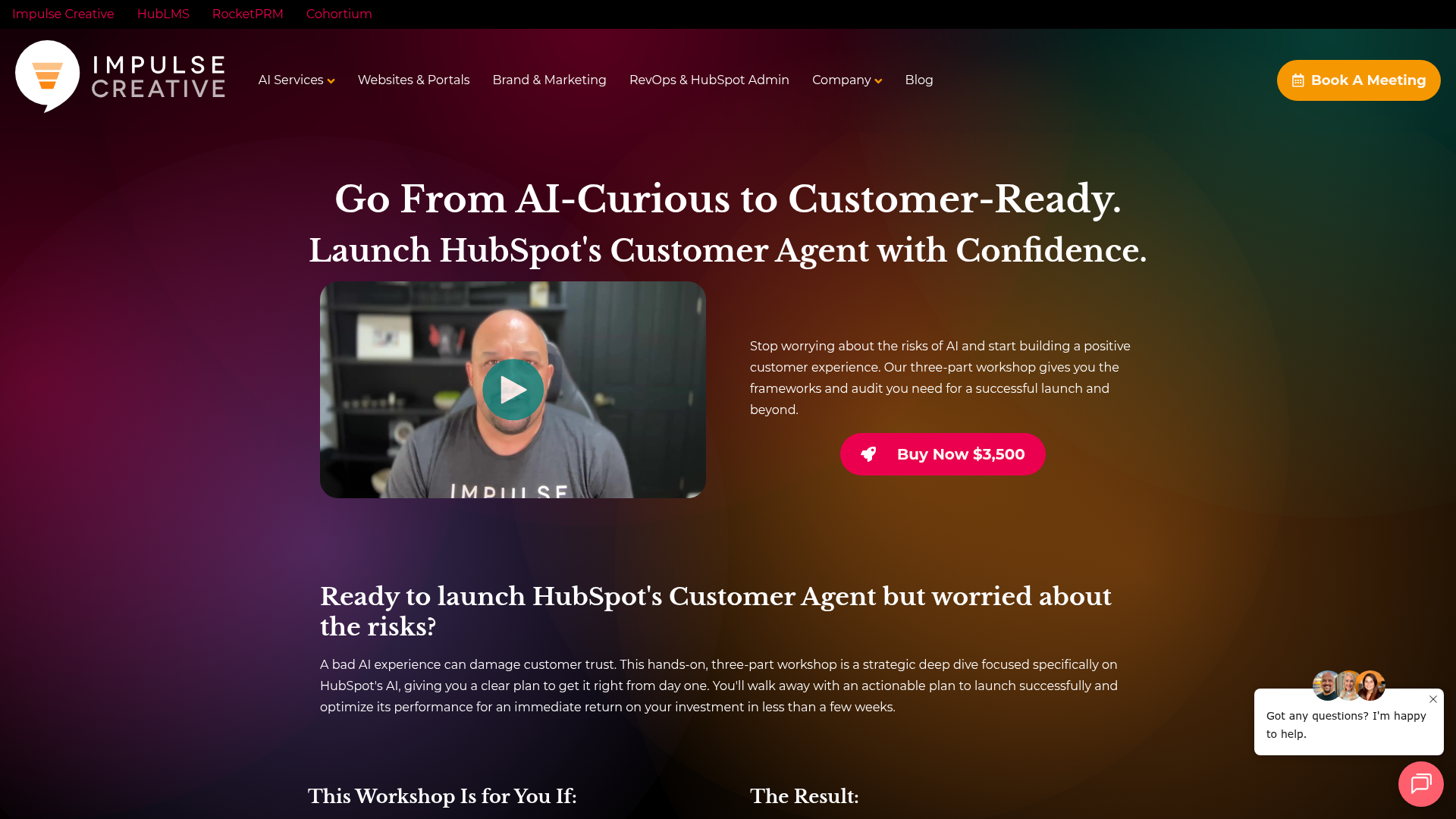 Screenshot of https://impulsecreative.com/customer-agent-workshop-landing/purchase