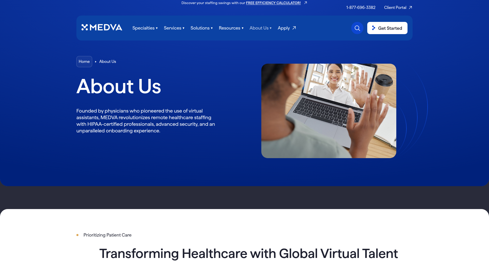 Screenshot of https://www.medva.com/about-us/