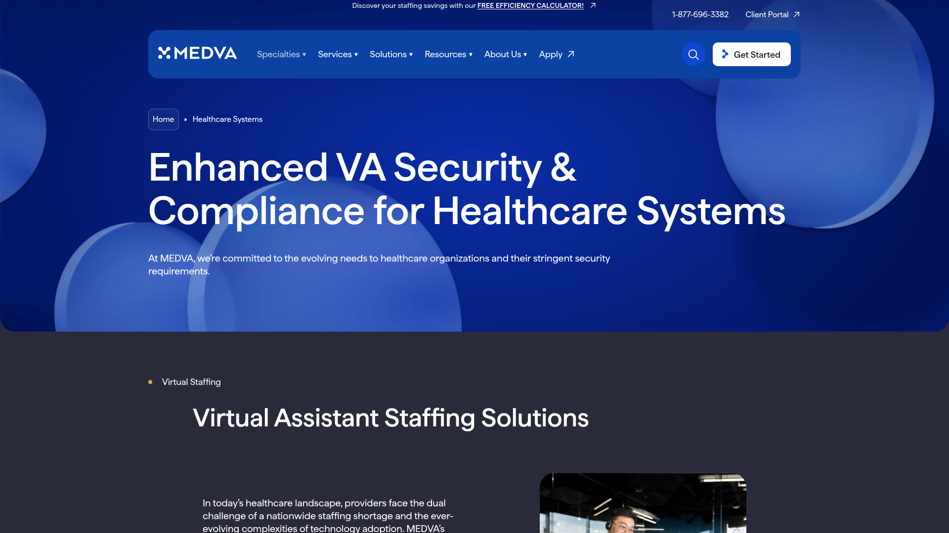 Screenshot of https://www.medva.com/healthcare-systems/
