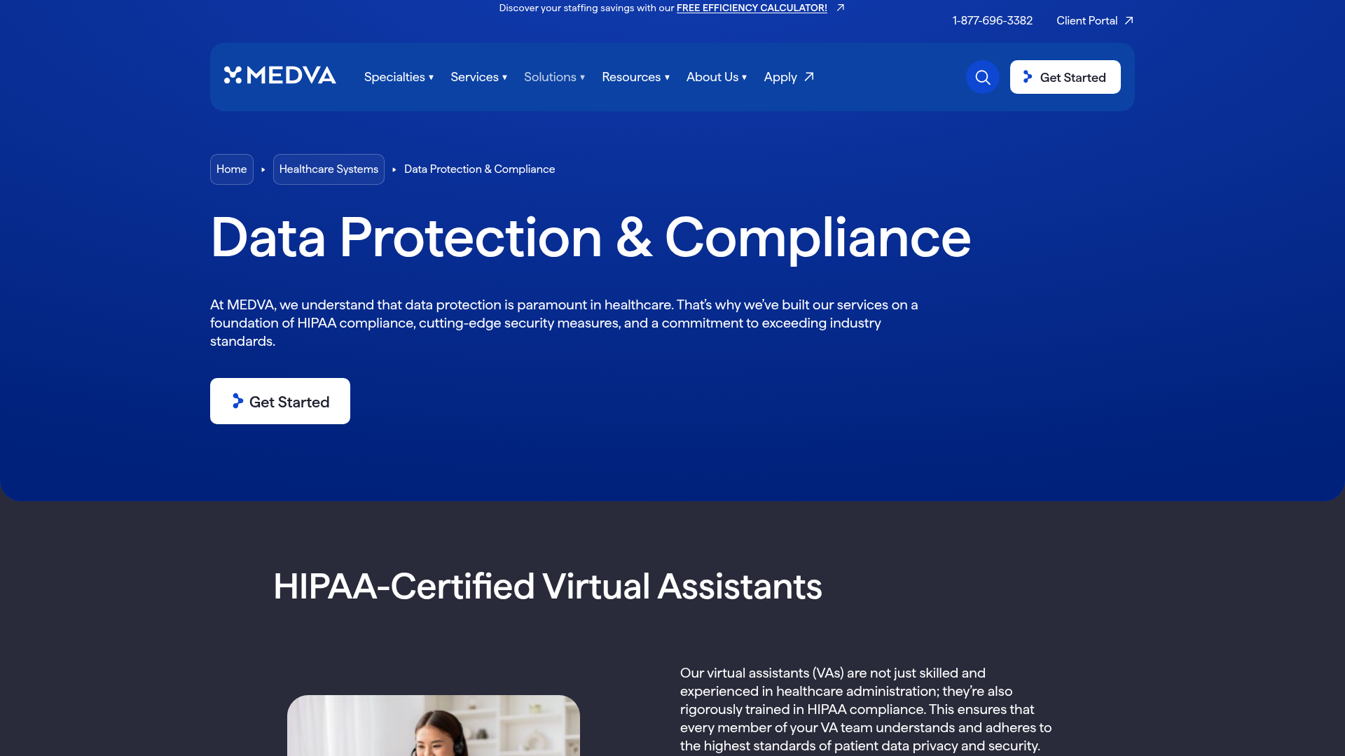 Screenshot of https://www.medva.com/healthcare-systems/data-protection-compliance/