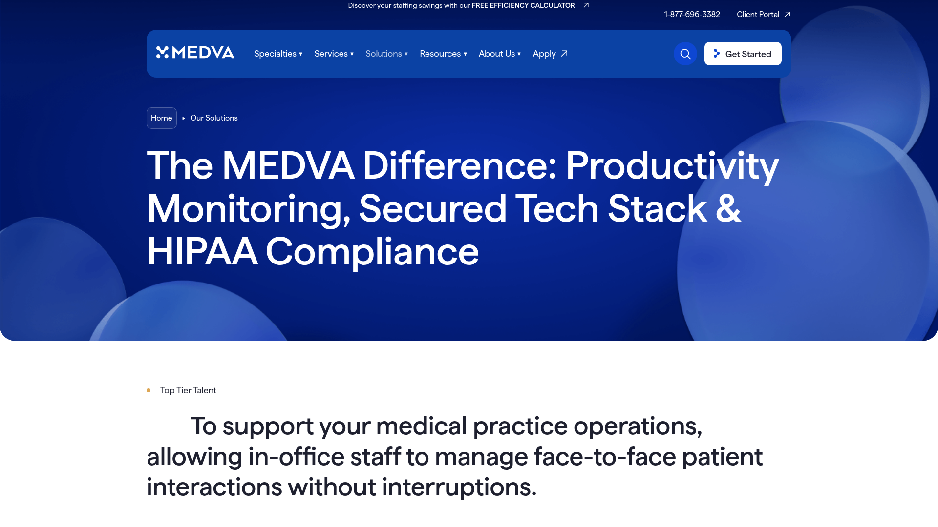 Screenshot of https://www.medva.com/our-solutions/