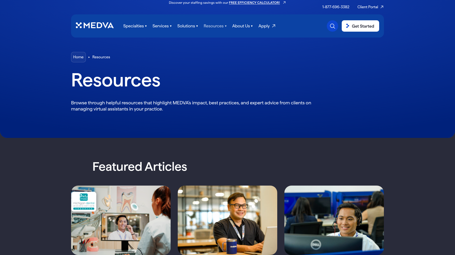 Screenshot of https://www.medva.com/resources/