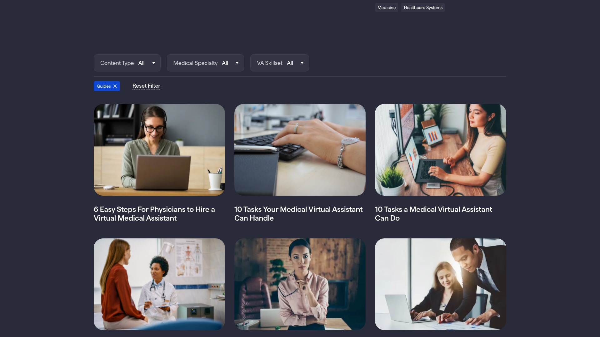 Screenshot of https://www.medva.com/resources/?type=guide