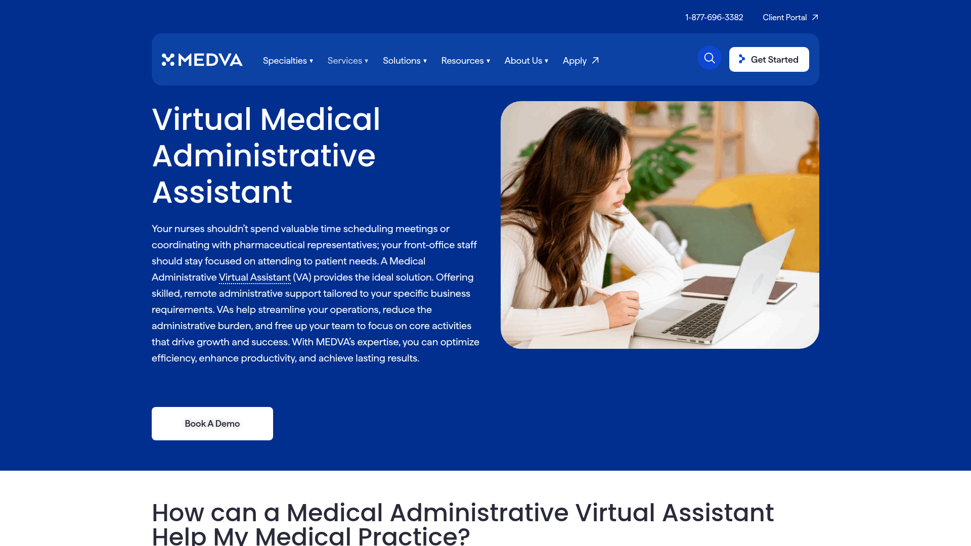Screenshot of https://www.medva.com/virtual-assistant-skillsets/virtual-administrative-assistant/