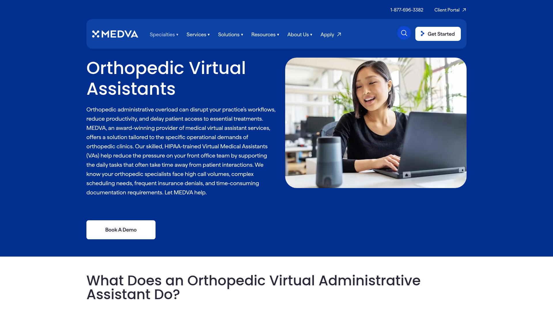 Screenshot of https://www.medva.com/virtual-assistant-specialties/orthopedic-virtual-assistant/