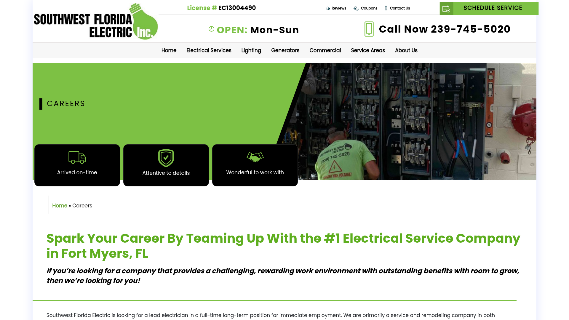 Screenshot of https://www.swflelectric.com/careers/