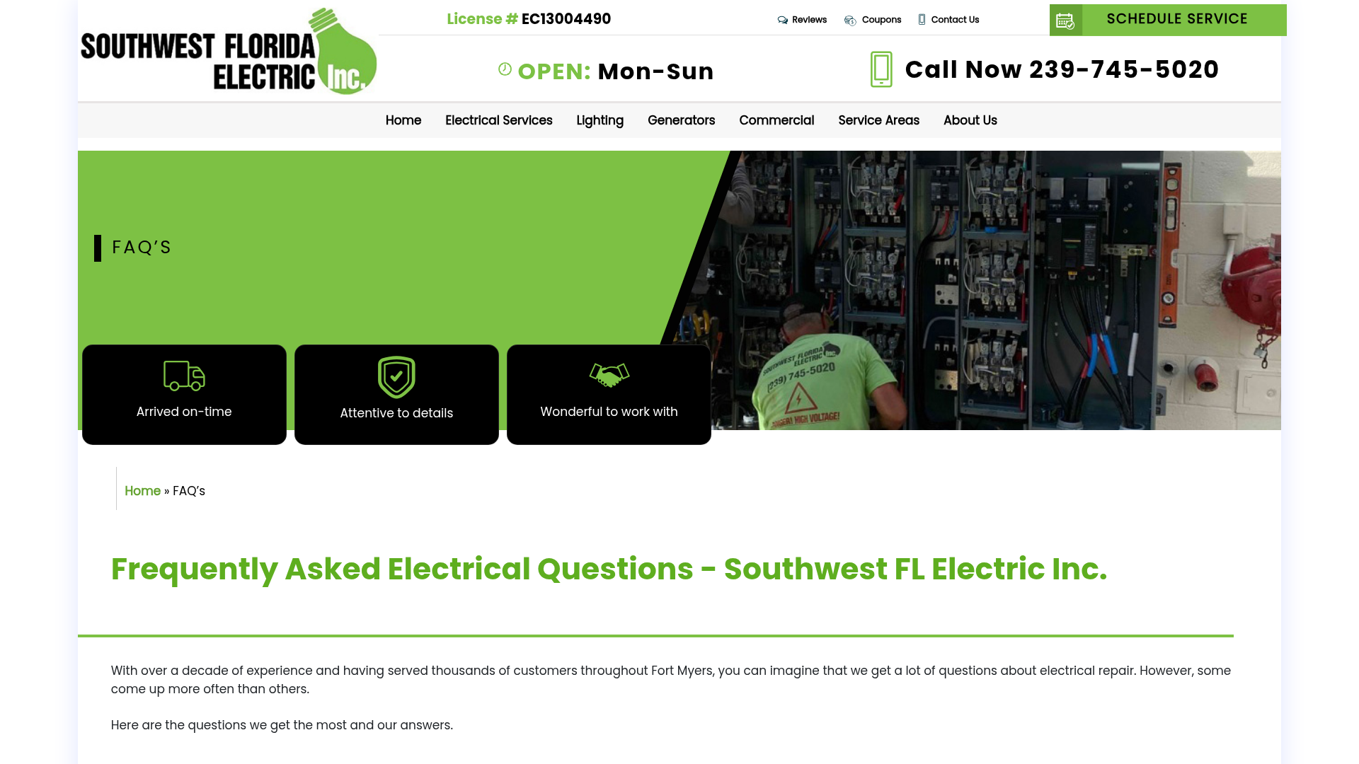 Screenshot of https://www.swflelectric.com/frequently-asked-questions/