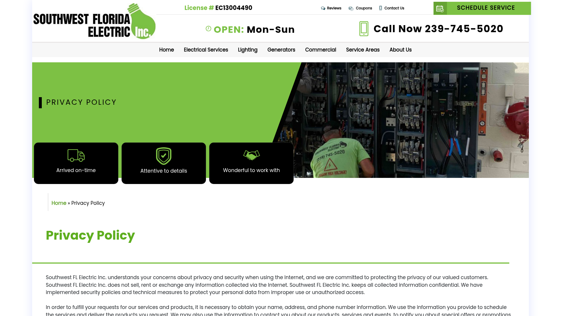 Screenshot of https://www.swflelectric.com/privacy-policy/