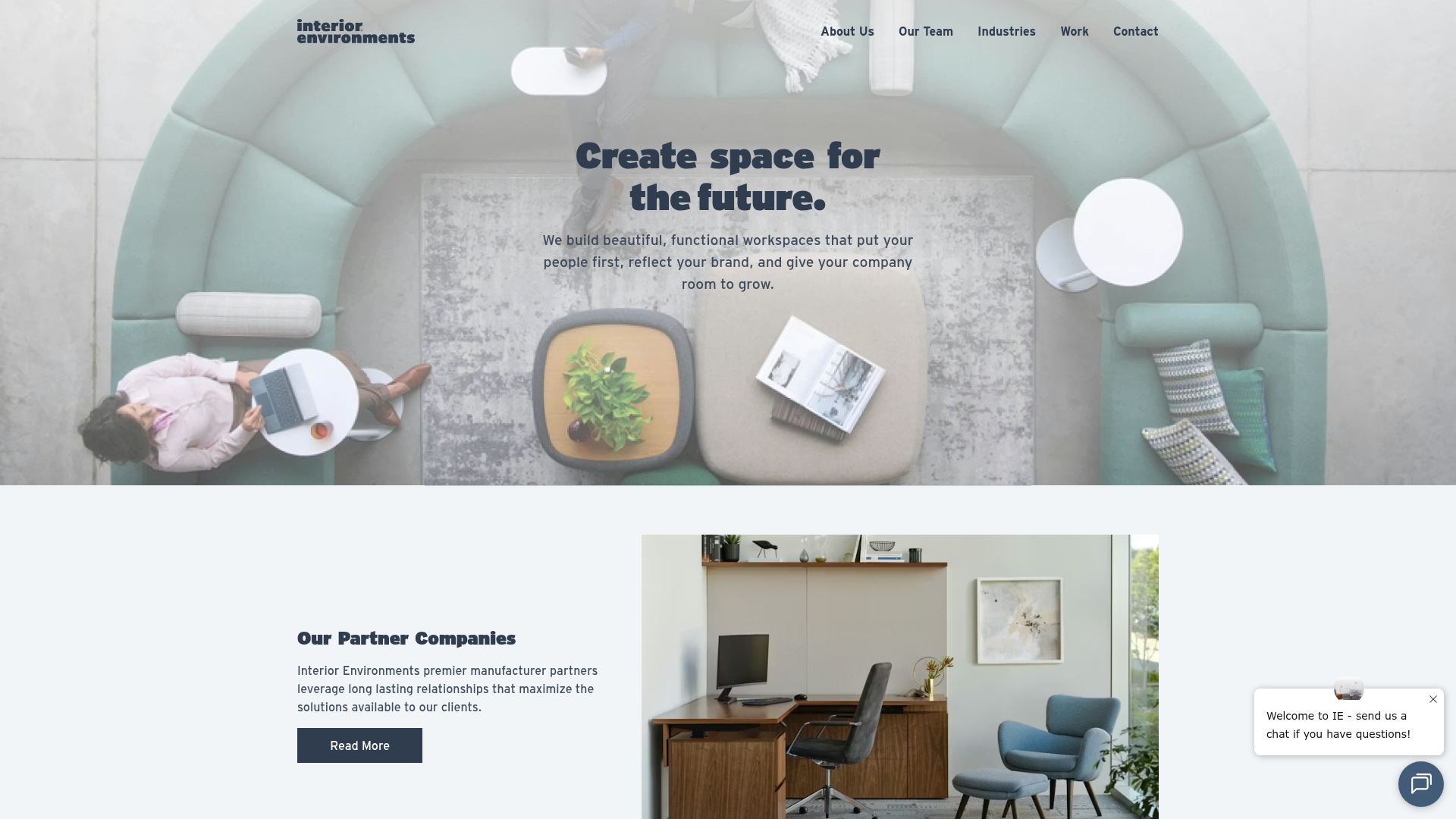 Homepage screenshot of ieoffices.com
