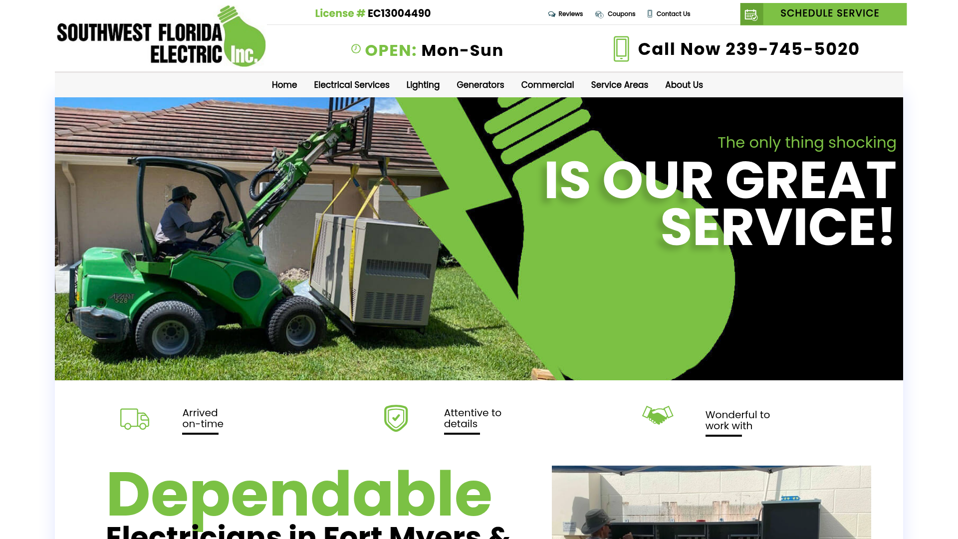 Homepage screenshot of www.swflelectric.com